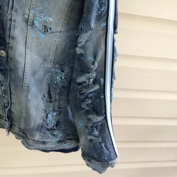 JORDAN CRAIG DISTRESSED DENIM JACKET SZ 5 XL - Picture 4 of 6